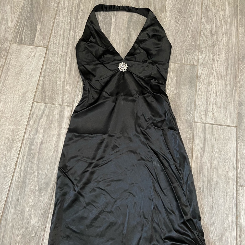 Sexy Little Black Silky Halter Dress - Size 5/6